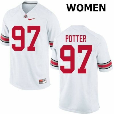 NCAA Ohio State Buckeyes Women's #97 Noah Potter White Nike Football College Jersey DOV1045MN